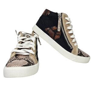 Dolce Vita Black & Tan Snake-Print High-Top Sneakers